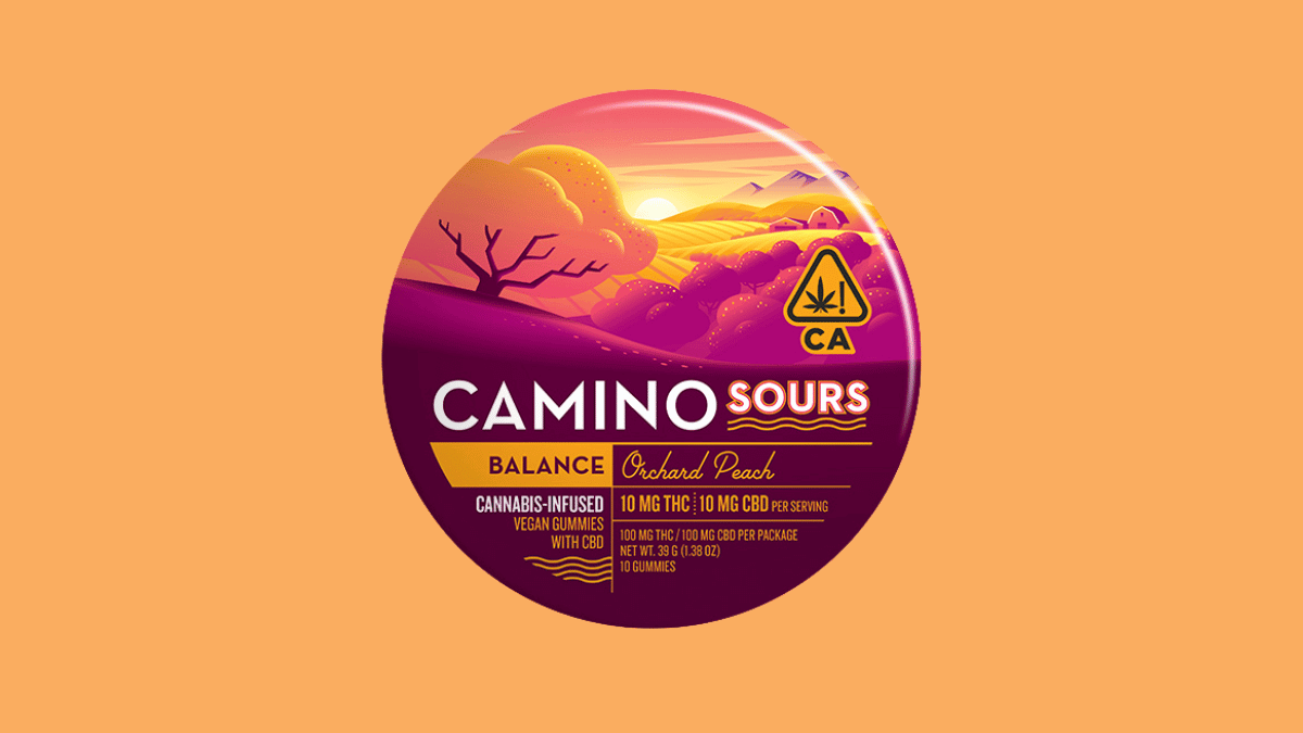 Sour Orchard Peach Camino Gummies from Highway Cannabis. Photo by Kiva Edibles.