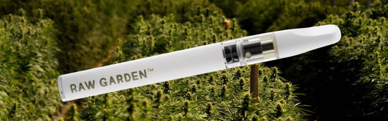 The Raw Garden Disposable Weed Pen in front of their cultivation in Santa Barbara County.